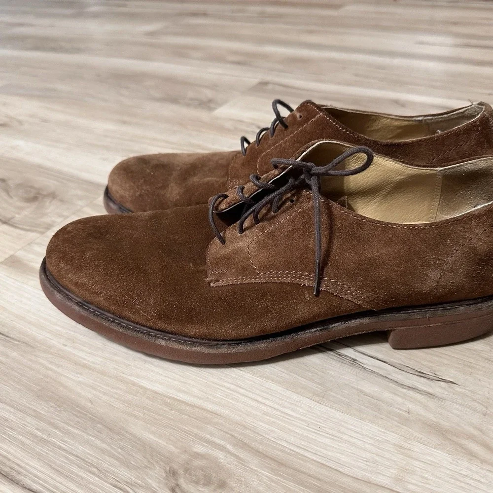 Frye‎ Jim Oxford 88096 Mens Brown Suede Lace Up Plain Toe Oxford 11 D Fast Ship